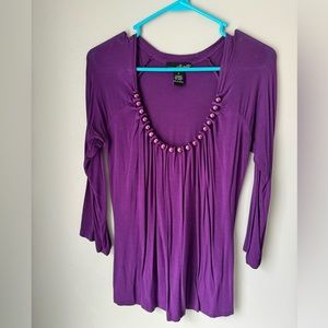 “Willi Smith” purple blouse with purple pearls
